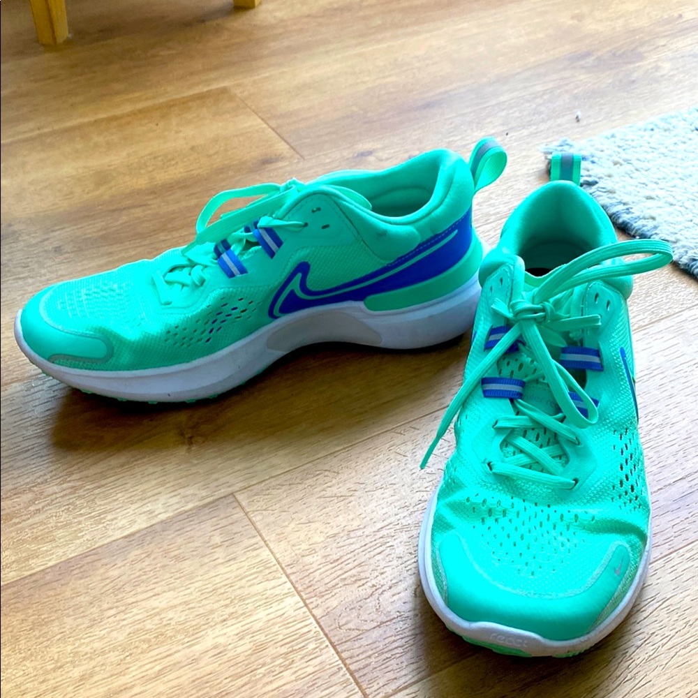 Nike React Green and Royal Blue Running Shoes- women Size 9